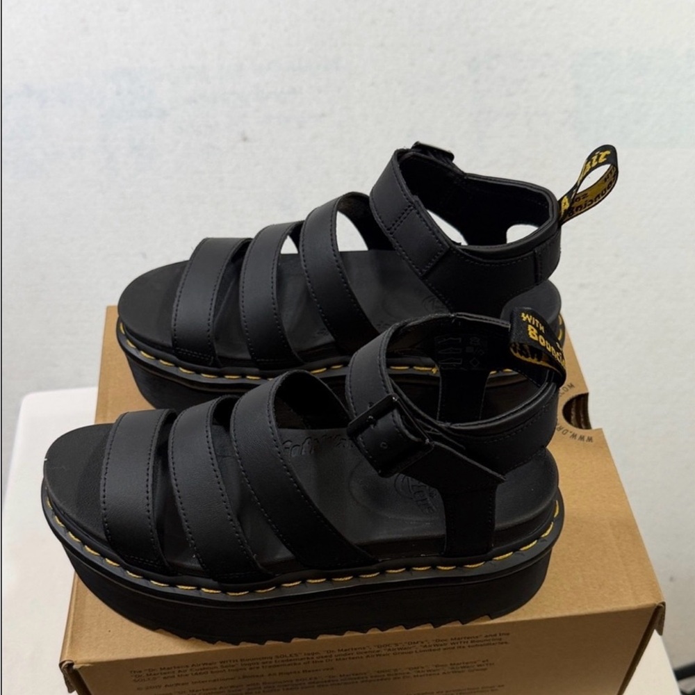 Dr. Martens Blaire Quad Black Platform Strappy Sandals Size 8 - Picture 4 of 7